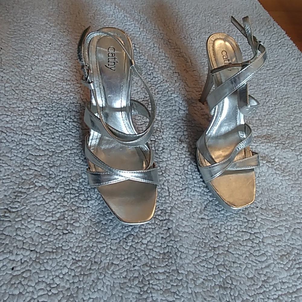 Silver stilleto heels